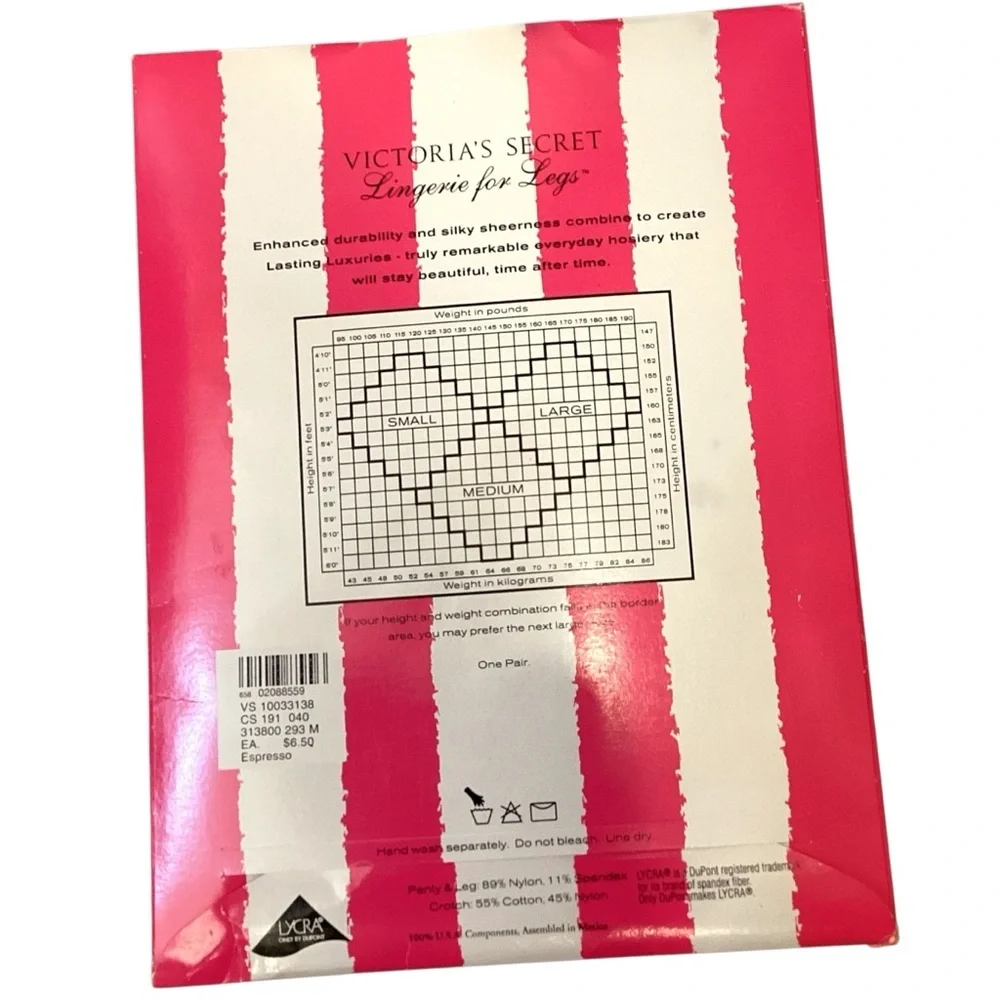 Vintage Victoria’s Secret Lasting Luxuries Pantyhose –‎ Espresso (Medium) NWT